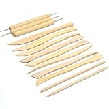 AngelaKerry 10本スカルプティングツール 3本 ボールペンツール 粘土 彫塑道具 ハンドツール カービング ウッド+ステンレス鋼 [並行輸入品]