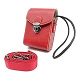 【ノーブランド】 合皮 デジカメ ケース ・ Panasonicとの互換性あり ルミックス用 DC-TZ95 DC-TZ90 に適合 (= TZ95 TZ90 に適合) 収納 保護 ランドセル キャリー ポーチ (シボレッド) [並行輸入品]