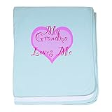 CafePress – My Grandma Loves Me Baby Blanket – スーパーソフトベビー毛布、新生児おくるみ 標準 ブルー 517678222-0-98-0