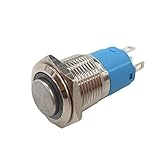 IPOTCH プッシュボタン　押しボタン　ON / OFF　メタル　スイッチ　16mm　レッド　リング　ライト　セルフロック　ラッチ