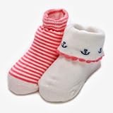 新生児2P総柄ソックス　ピンク　7-9cm