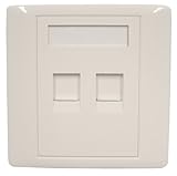 Eagle rj45ツインShutteredコンセントプレート、ホワイト