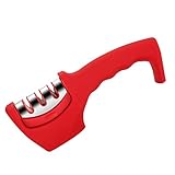 Lovoski 全3色　3段式　長持ち　便利　ナイフ　包丁研ぎ　研ぎ器　ダイヤモンド砥石　セラミックロール　シャープナー　ホーム　キッチン用　ステンレス鋼　 - レッド