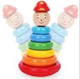 木製Rainbow StackerタンブラーStacking Ring Puppetタワー