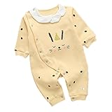 COSCO ベビー服 カバーオール ロンパース パジャマ 肌着 前開き 長袖 春秋用 女の子 男の子 (66, ウサギイエロー)