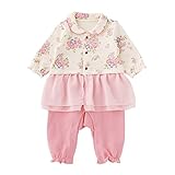 (チャックル) chuckle *スウィートガール*花柄シフォン付き長袖前開きカバーオール ピンク 80cm P2961-80-20