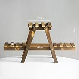 花スタンド屋内 フラワースタンド木製ミニソリッドウッドファンフラワースタンドフラワースタンドデスクトップラック (色 : B)