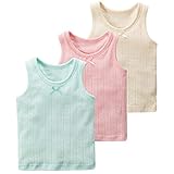 [POBIDOBY] タンクトップ キッズ 女の子 子供用 綿100% かわいい 女児タンクトップ 3枚組 80 90 95 100 110 120 130 140cm 下着 可愛い ジュニア インナー (マカロン-タンクトップ, 150)