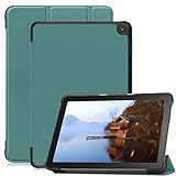 FOR Fire HD 8 カバー 2022年発売 第12世代 Fire HD 8 Plus 2020年発売 第10世代 専用ケース タブレットカバー スタンド機能 三つ折り 折り畳み 衝撃吸収 耐衝撃 オートスリープ機能 FOR Fire HD 8 / HD Plus カバー 保護ケース (濃い緑)