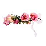 Baosity お洒落　ベビー　ガール　ウェディング　パーティー　フェスティバル　花輪　ヘアバンド　フラワー　ヘッドバンド　全4色 - ピンク