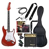 PhotoGenic エレキギター 初心者入門エントリーセット STタイプ ST-180/MRD メタリックレッド [ソフトケース/シールド/アンプ/チューナー/ストラップ/ピック/ピックケース/弦/ワインダー/教則DVD/調整用レンチ付属]