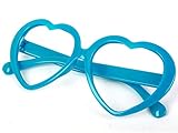 子ども男女兼用 ハート 伊達メガネ レンズなし 収納ケース付 ブルー