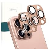 PRODELI カメラフィルム For iPhone 16 Pro/iPhone 16 Pro Max 専用 カメラ保護カバー アルミ合金製＋AR高透過率 硬度9H 強化ガラス 精密設計 一体型 耐衝撃 キズ防止 防爆裂 気泡ゼロ 露出オーバー防止 アイフォン 16 Pro/16 Pro Max 用 レンズフィルム (2枚入り・ゴールド)