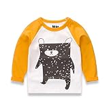 子供服 春秋 長袖 Tシャツ キッズ トレーナー 丸い襟 男の子 女の子 可愛い 動物柄 くま きつね うま 6種