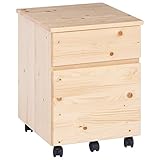 キャスター付き コンパクト チェスト デスクサイド ワゴン 天然木 ナチュラル色