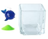 花市場直送便 ミニチュアガラス クジラB ディープブルー & カラーサンド パステルグリーン & 植え込み用グラス ニューブロックS