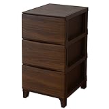 山善(YAMAZEN) リビングチェスト 3段 木目調 スリムタイプ ブラウン MYLC-343(BR)