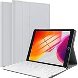 iPad 10.2 第7/8/9世代 レザーケースキーボードタッチパッド付き モデル番号 A2200 A2198 A2197 A2270 A2428 A2429 A2430など対応 リモートワーク最適 在宅勤務 (タッチパッドキーボード/ホワイト, ホワイト)