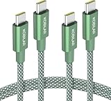 Kobilar USB C to USB C ケーブル、60W 3A高速充電 c to c 充電 ケーブル、2本セット-1.5M、アルミニウム製Type C to Type C、iPhone15/15Pro/16Plus/16ProMax/iPad Pro2022/Air、Samsung S23対応（グリーン）