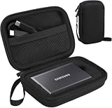 Lacdo ハードキャリングケース Samsung T7 / T7 Touch ポータブル SSD 用, 外付けソリッドステートドライブ 500GB 1TB 2TB 4TB USB 3.2 Gen 2 ハード EVA 耐衝撃ストレージ トラベルバッグ、ブラック