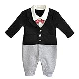 Linyuan 良質 Infant Toddler Boy Baby Bowknot Gentleman Jumpsuit Clothes カバーオール LT02