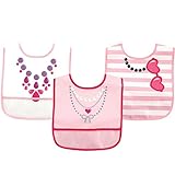 Luvable Friends ラバブルフレンズ Waterproof Bib with Crumb Catcher Pocket ポケット付き 防水エプロン 3枚セット 食事用 ビブセット Girl