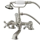 Kingston Brass CC209T8 Vintage Leg Tub Filler with Hand Shower and 2-Inch Riser, Satin Nickel [並行輸入品