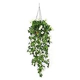 Sund 人工観葉植物 吊り下げ インテリア 飾り付け 2本セット プラントポット付き 室内装飾 欧米風 プレゼント お祝い 癒し 世話いらない パーティー/結婚式/引越し 朝顔 ピンク　ホワイト