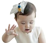 【 UN ANANAS 】 ベビー シャーベリー ポンポン ヘア クリップ オーガンジー シフォン 赤ちゃん アクセサリー ２色展開 （アイボリー）