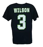 Russell Wilson # 3 Seattle Seahawks Adult Large名前と番号シャツ – ネイビーブルー