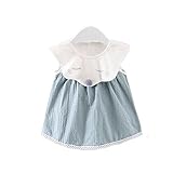 女の子の服 夏 ワンピース Pojour 1-6歳キッズ用 子供かわいい漫画キツネ 綿 通気 水色(70cm)