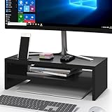 VARMHUS モニタースタンド 二段式 パソコン台スタンド PC台 卓上 机上台 人間工学デザイン モニター台スタンド 机上整理 キーボード、スマホ収納 プリンター台 ディスプレイ台 パソコンスタンド モニター/ノートパソコン/プリンターなどに適用 耐荷重