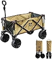 WAQ アウトドアワゴン オリーブ×タン (大型タイヤ/耐荷重150kg/自立収納/106L) キャリーワゴン
