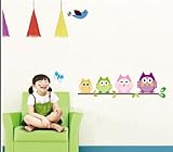Owls on a Branch Removable PVC Wall Mural Decals Baby Girl Nursery Kids Room Stickers Home Decorowls