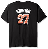MLB Miami Marlins Stanton # 27メンズShort Sleeved Two Sided高密度名番号ティー、2 x /トール、ブラック
