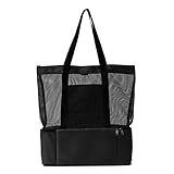 YiaMiaアウトドアバッグ ハンドバッグ 片肩 バッグ かばん 収纳 メッシュバッグ 保温 ピクニック バッグ 黒い