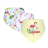 Perfk 赤ちゃん　防水　よだれかけ　三角バンダナ　スタイ　ビブ　柔らかい　スナップ　唾液タオル　全8カラー - フラミンゴ