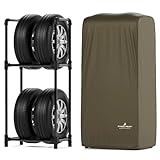 PYKES PEAK (パイクスピーク) タイヤラック カバー セット 軽自動車 普通自動車 幅52.5×奥行29.5×高さ127 耐荷重 120kg 4本 横置き タイヤ保管 タイヤ収納 タイヤラックカバー タイヤカバー タイヤステーション M (プレミアムブラック)