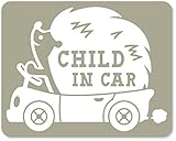 imoninn CHILD in car ステッカー　【マグネットタイプ】　No.37　ハリネズミさん　（グレー色）