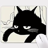 Uniqcasa マウスパッド 小型マウスパッド 9.5 x 7.9インチ かわいい猫 マウスマット デスクパッド 滑り止めゴムベース カワイイ アニメ ノートパソコン コンピュータ マウスパッド デスクマット ゲーム/仕事/オフィス/自宅/学校用 黒猫