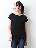 Angeliebe エンジェリーベ 産後 授乳服 Tシャツ 綿混 やわらか フライス 半袖 ボートネック 授乳ウエア フリー ブラック 30095 30095400