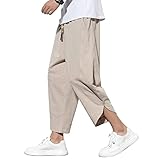 [HMT] サルエルパンツ メンズ 夏用 7分丈 綿麻 リネンパンツ 春 夏