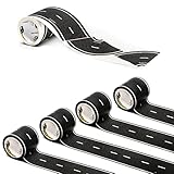 PlayTape 30x2インチ ブラック ロードテープ 2インチカーブロール付き 30x2" 4 Roll of Road Tape, 1 Roll of Curve Tape ブラック