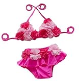(Goldgarden) ベビー 水着 フラワー ビキニ 2点 セット 女の子 子供 キッズ お花柄 (80, ピンク)