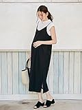 Angeliebe エンジェリーベ マタニティ ワンピース 授乳口付き キャミ ワンピ ＆ リブ トップス セット 妊婦服 産前 産後 半袖 S ～ M ブラック 21864 21864401