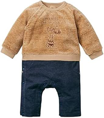 Amazon Co Jp Nissen ニッセン ロンパース カバーオール 長袖 ベビー カバーオール ツーウエイオール スヌーピー あったかニットソー切替えカバーオール 男の子 女の子 子供服 ベビー服 ベージュ系 80 服 ファッション小物