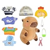 カピバラ 服付きぬいぐるみ、カピバラ ドレスアップぬいぐるみ - ぬいぐるみ動物のぬいぐるみ カピバラのおもちゃ,かわいいカピバラのぬいぐるみ、子供用の服とアクセサリー10点付き