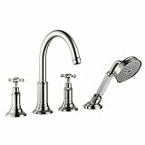 Hansgrohe 16544821 Axor Montreux 4 Hole Roman Tub Trim with Cross Handle, Brushed Nickel [並行輸入品]