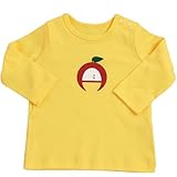 Anna Nicola(アンナニコラ) ベビー用長袖カラフルTシャツ りんごプリント【ロンＴ】 (100cm, イエロー)