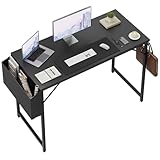 Alebert デスク 机 pcデスク パソコンデスク ゲーミングデスク 勉強机 桌子 テーブル 作業机 コンパクト 収納袋付き 頑丈 安定 組立簡単 一人暮らし (ブラック, 幅140cm)